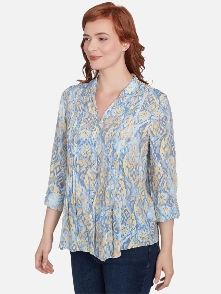 Brushed Foulard Pintuck Top