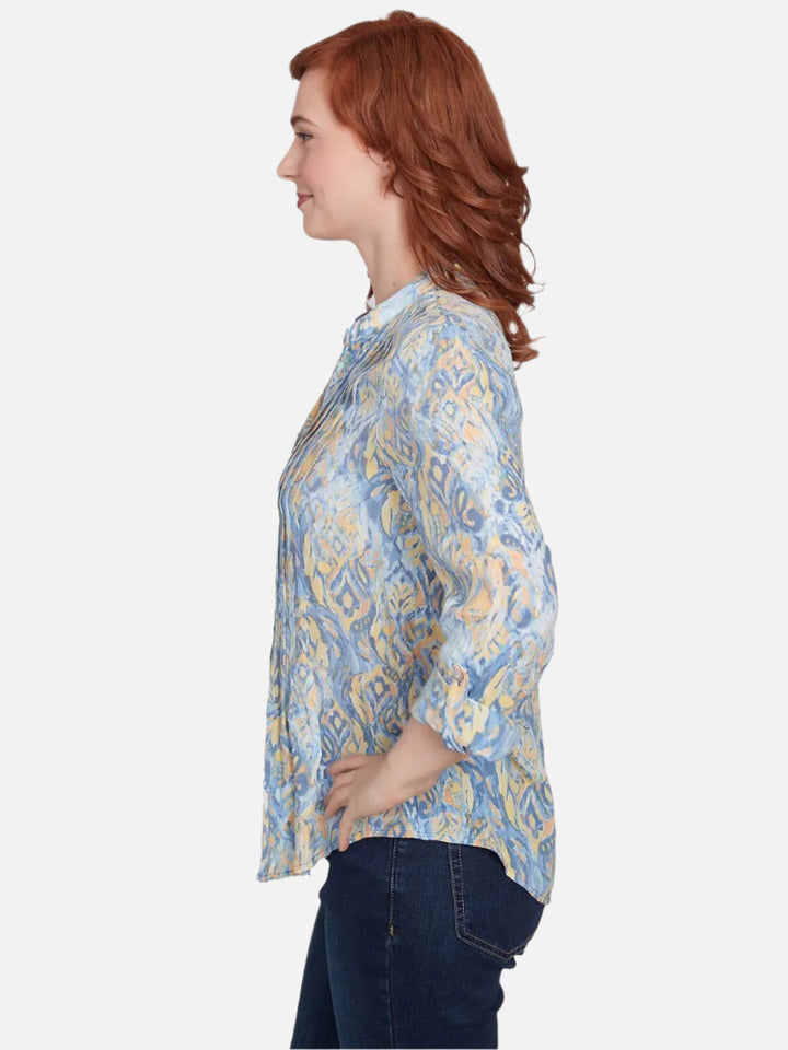 Brushed Foulard Pintuck Top