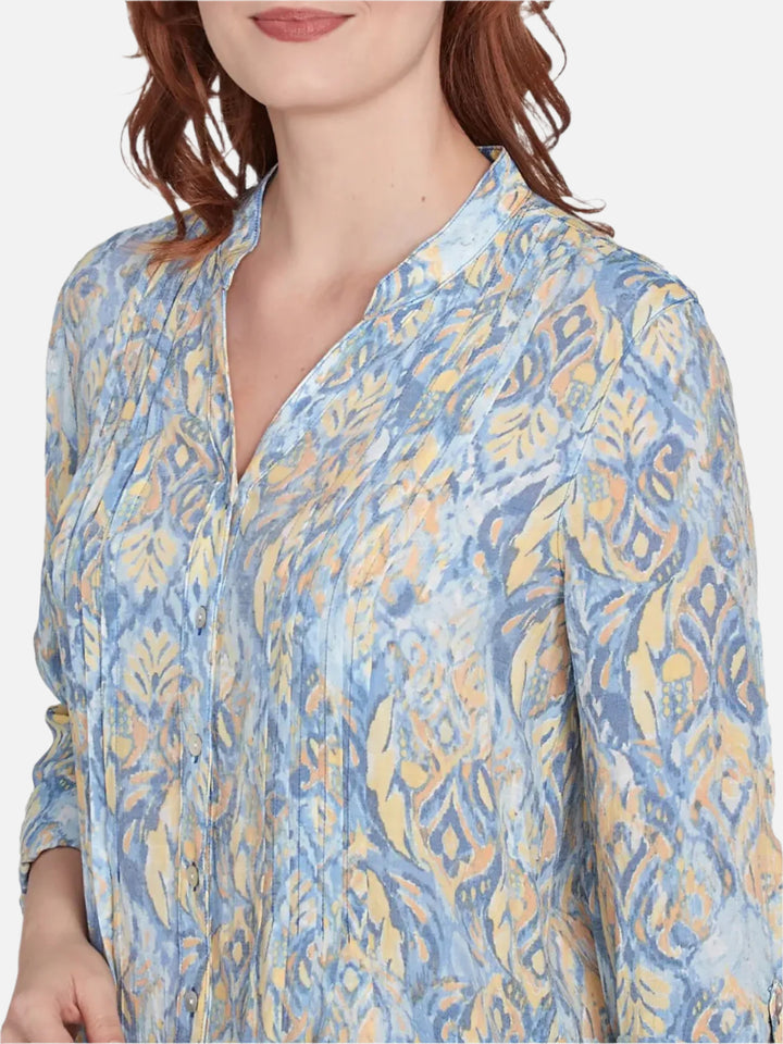 Brushed Foulard Pintuck Top
