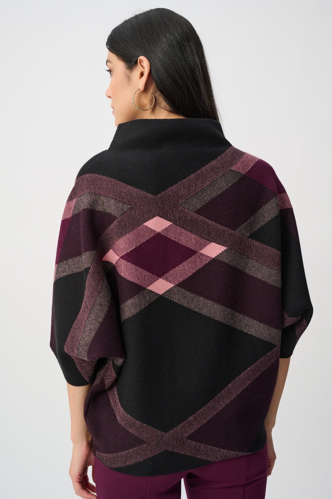 Brushed Plaid Funnel Neck Sweater