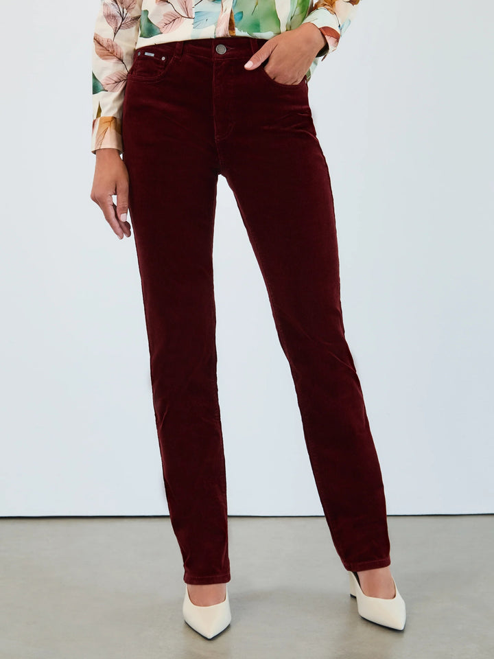 Burgundy Corduroy Suzanne Straight Leg Pant