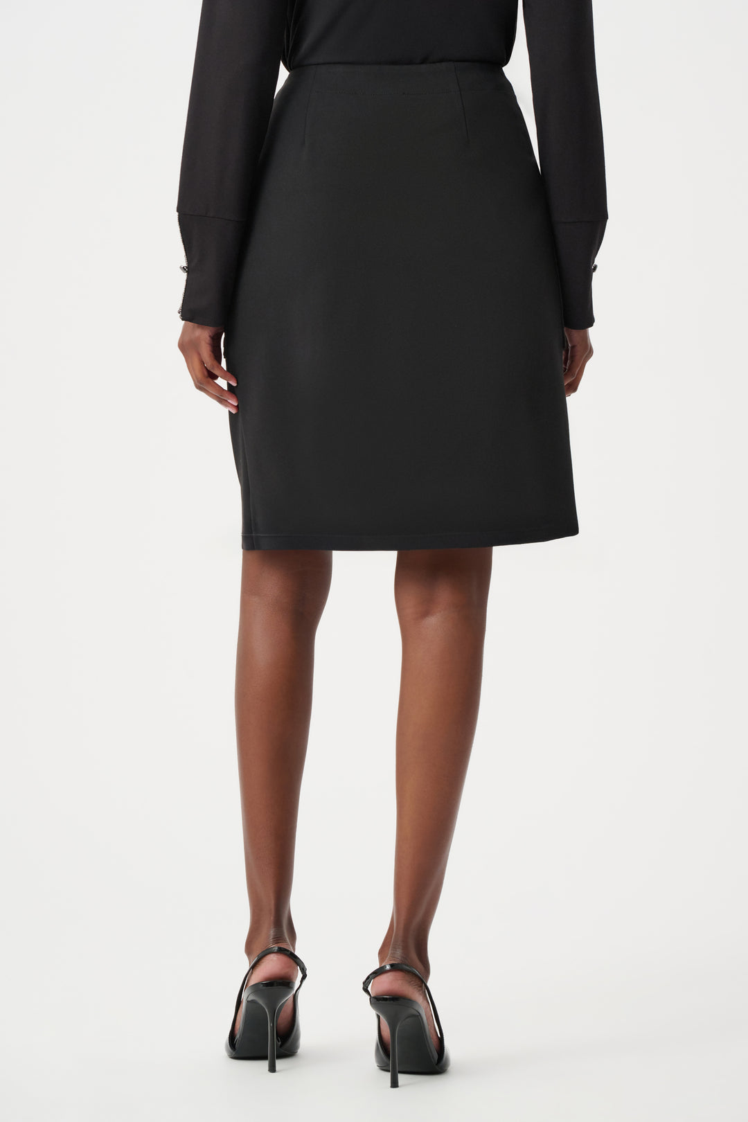 Buttoned Ponte Knit Skirt with Quilted Pockets
