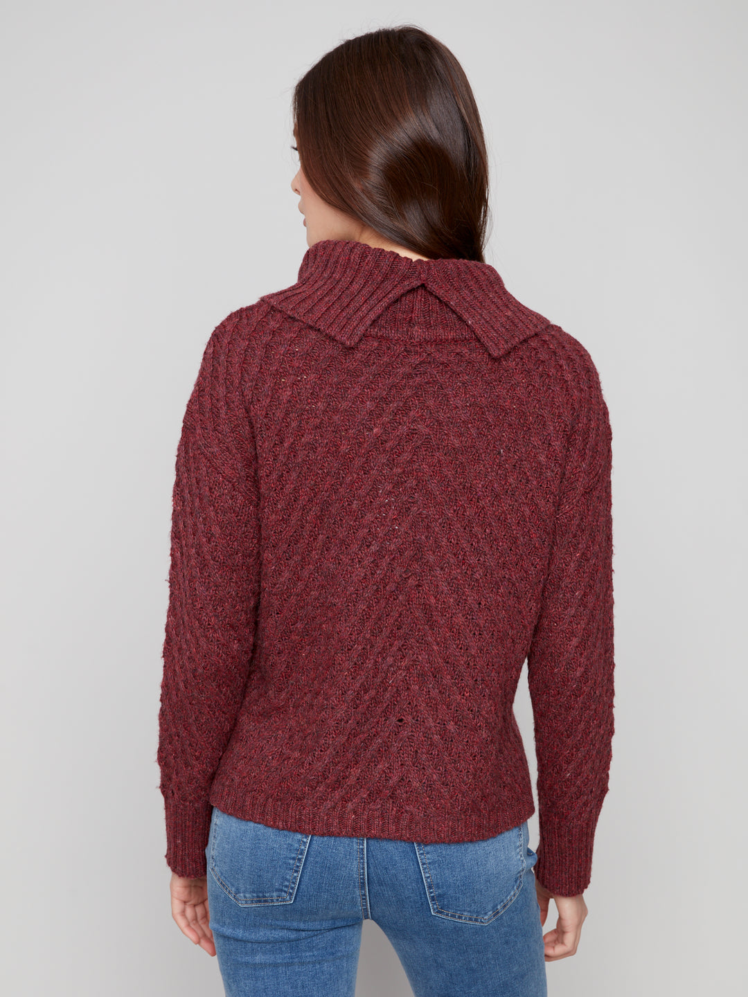 Cabernet Diagonal Cable Knit Sweater