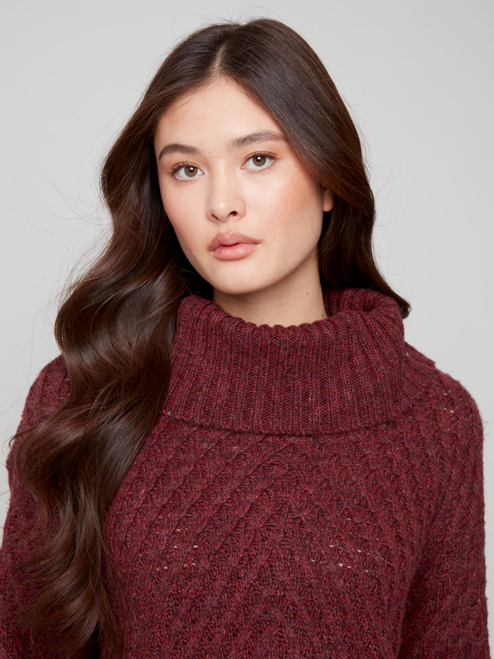 Cabernet Diagonal Cable Knit Sweater