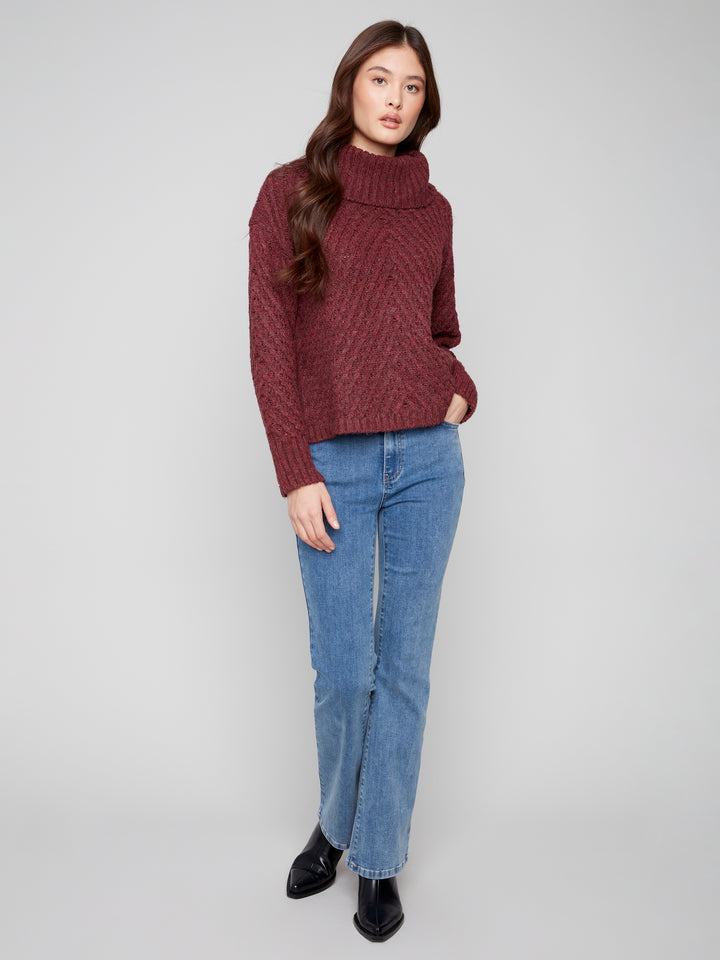 Cabernet Diagonal Cable Knit Sweater