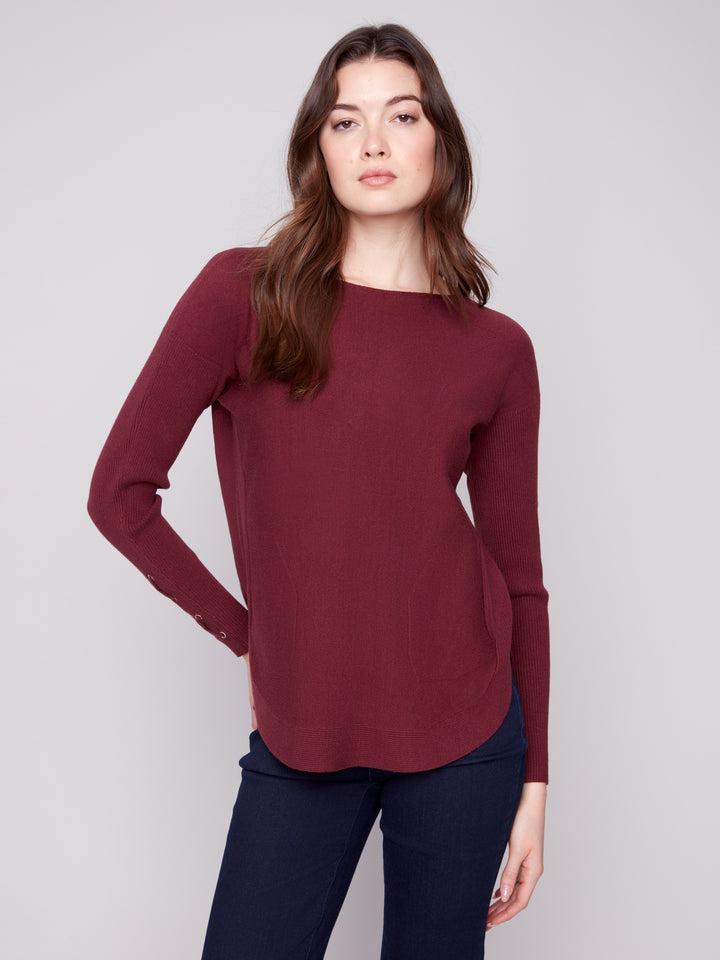 Cabernet Lace-up Cuff Sweater