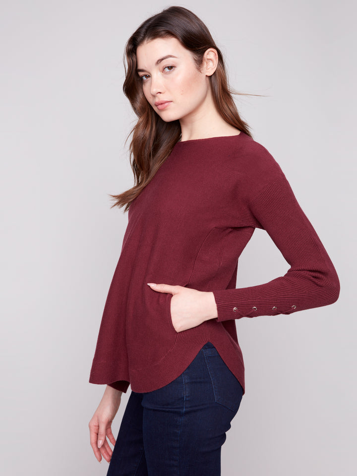 Cabernet Lace-up Cuff Sweater