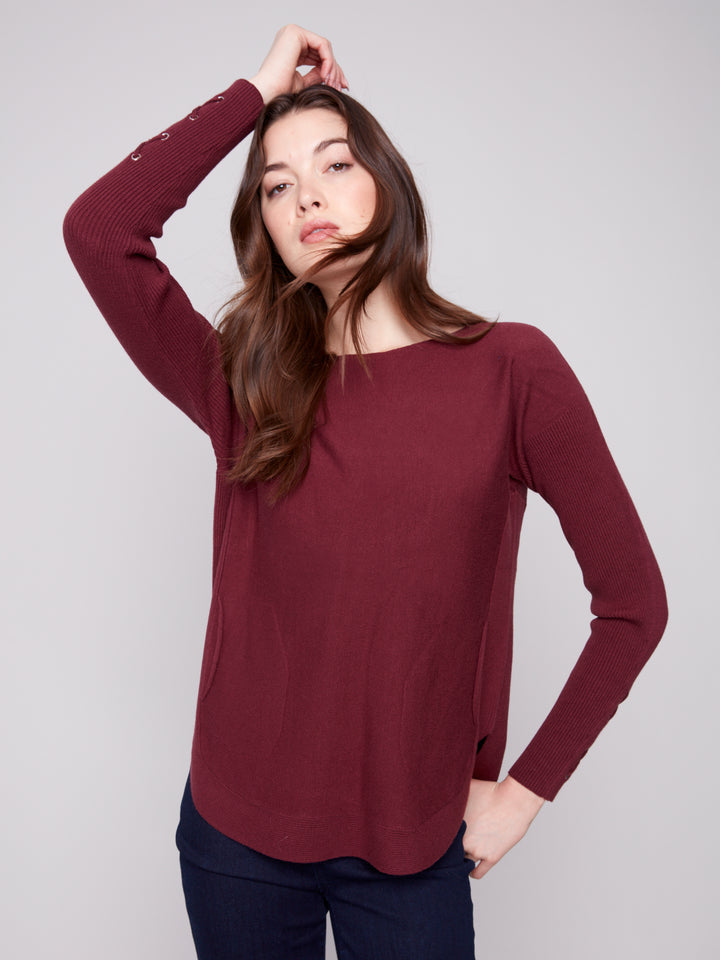 Cabernet Lace-up Cuff Sweater