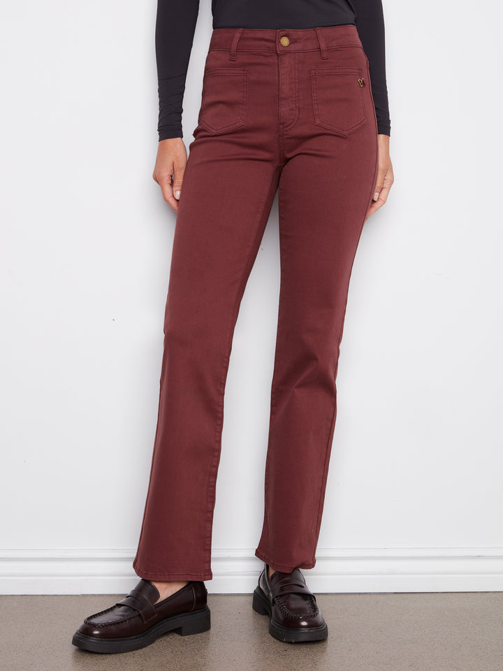 Cabernet Patch Pocket Flare Leg Pant
