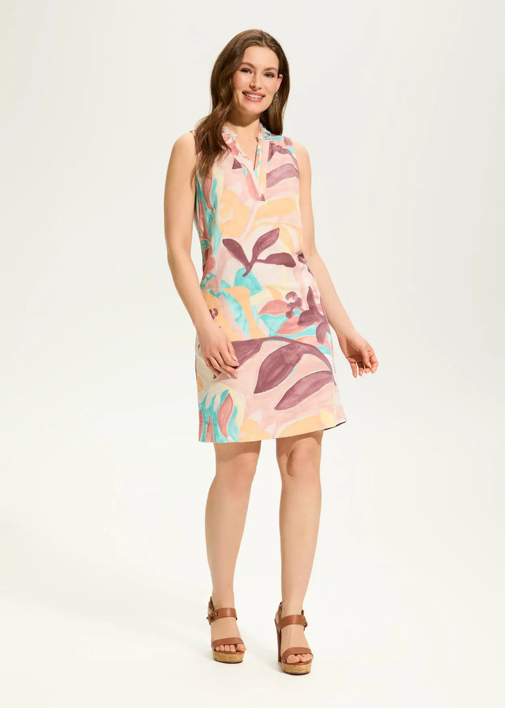 Camo Floral Linen Shift Dress