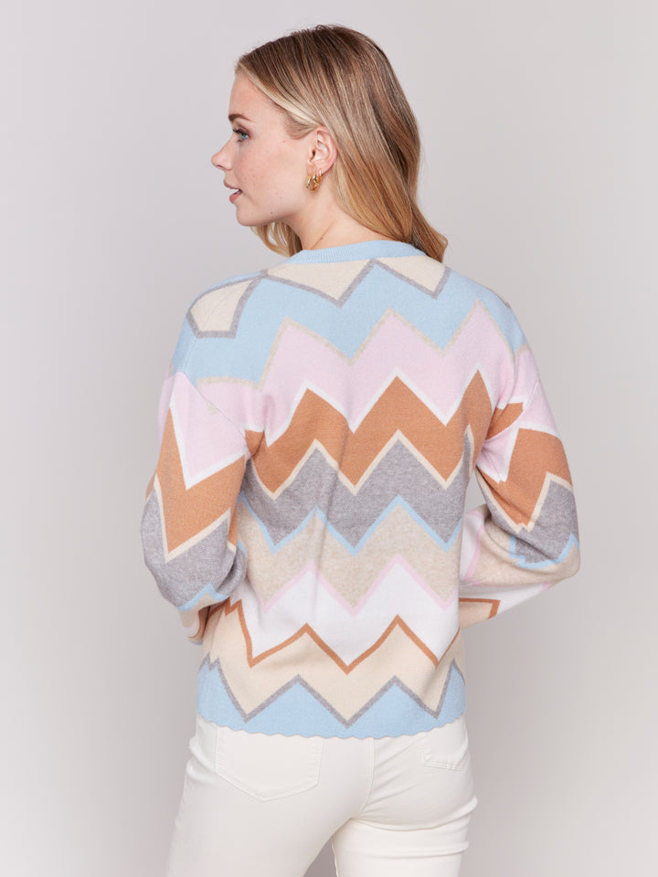 Candy Chevron Bell Sleeve Sweater