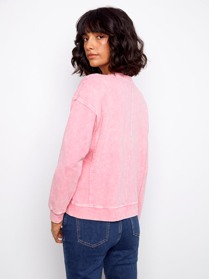 Candy Flower Applique Long Sleeve Top