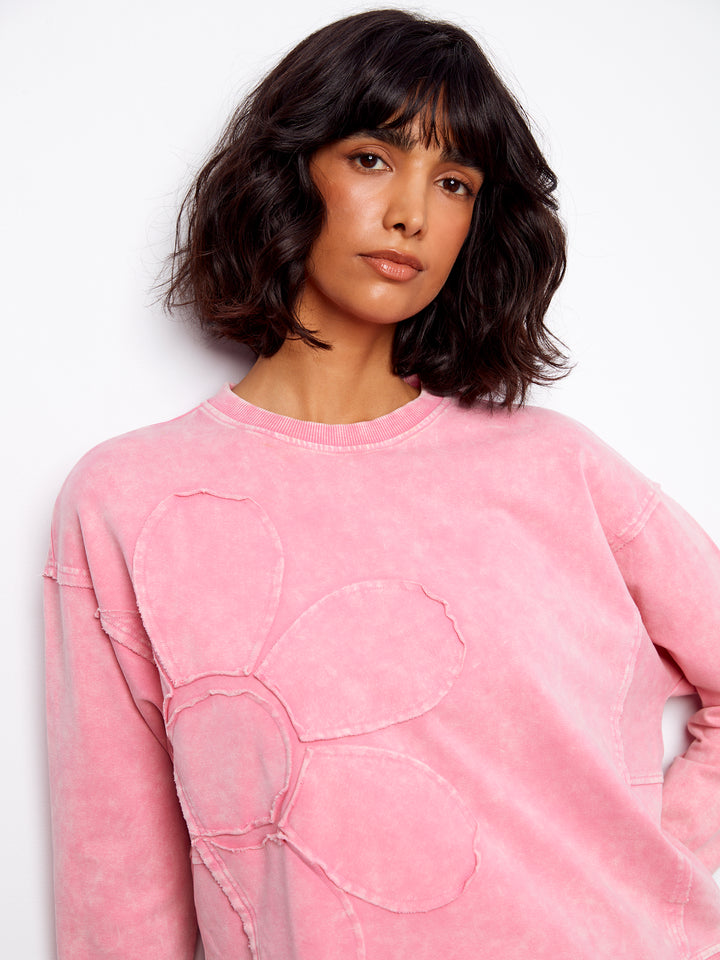 Candy Flower Applique Long Sleeve Top