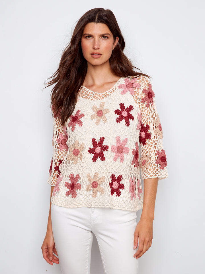 Carnation Crochet Flower Sweater