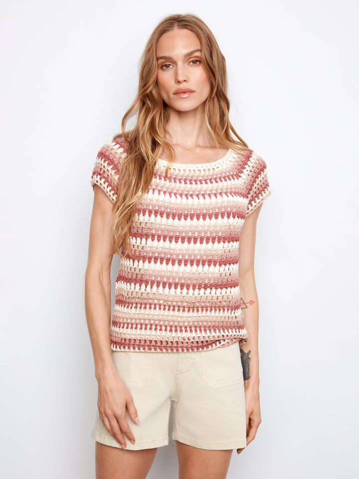 Carnation Crochet Short Sleeve Sweater