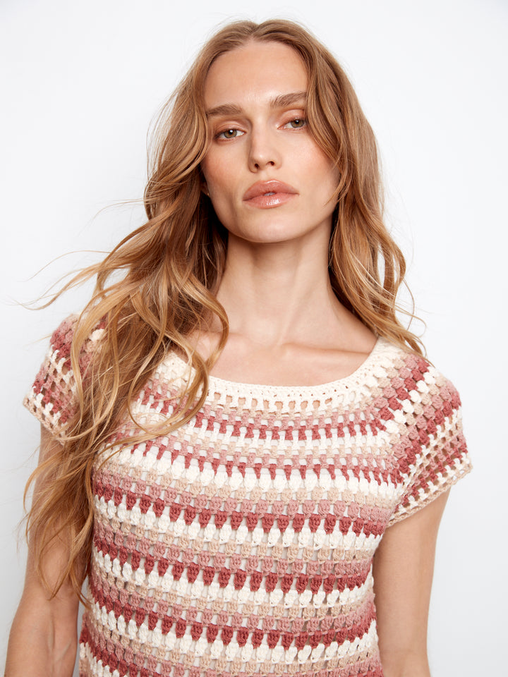 Carnation Crochet Short Sleeve Sweater