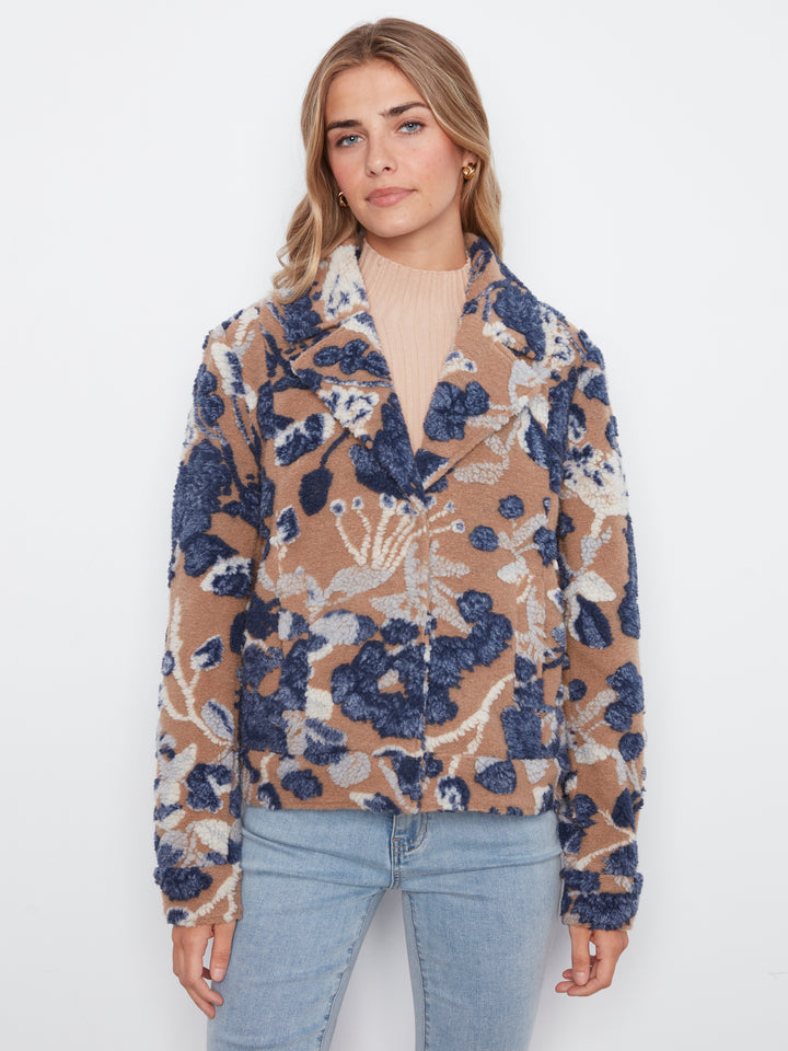 Carolina Sherpa Flocked Floral Short Jacket