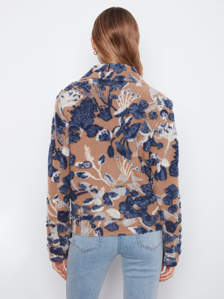 Carolina Sherpa Flocked Floral Short Jacket