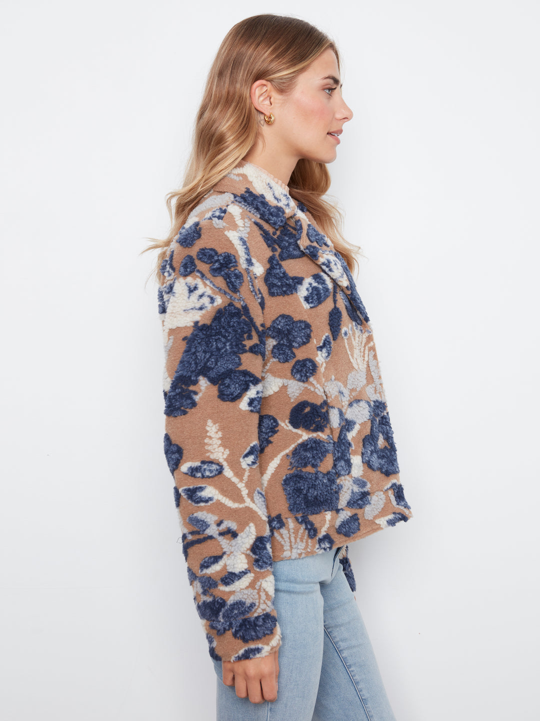 Carolina Sherpa Flocked Floral Short Jacket