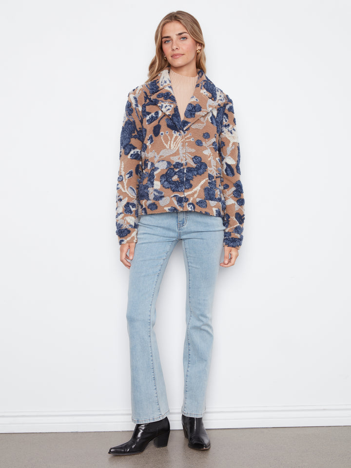 Carolina Sherpa Flocked Floral Short Jacket