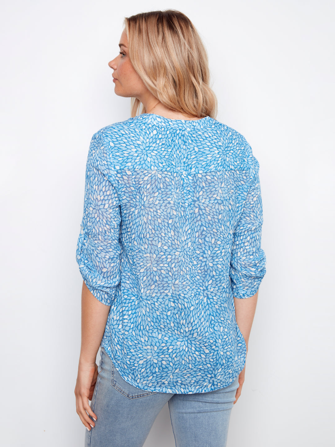 Cascade Print Cotton Gauze Blouse