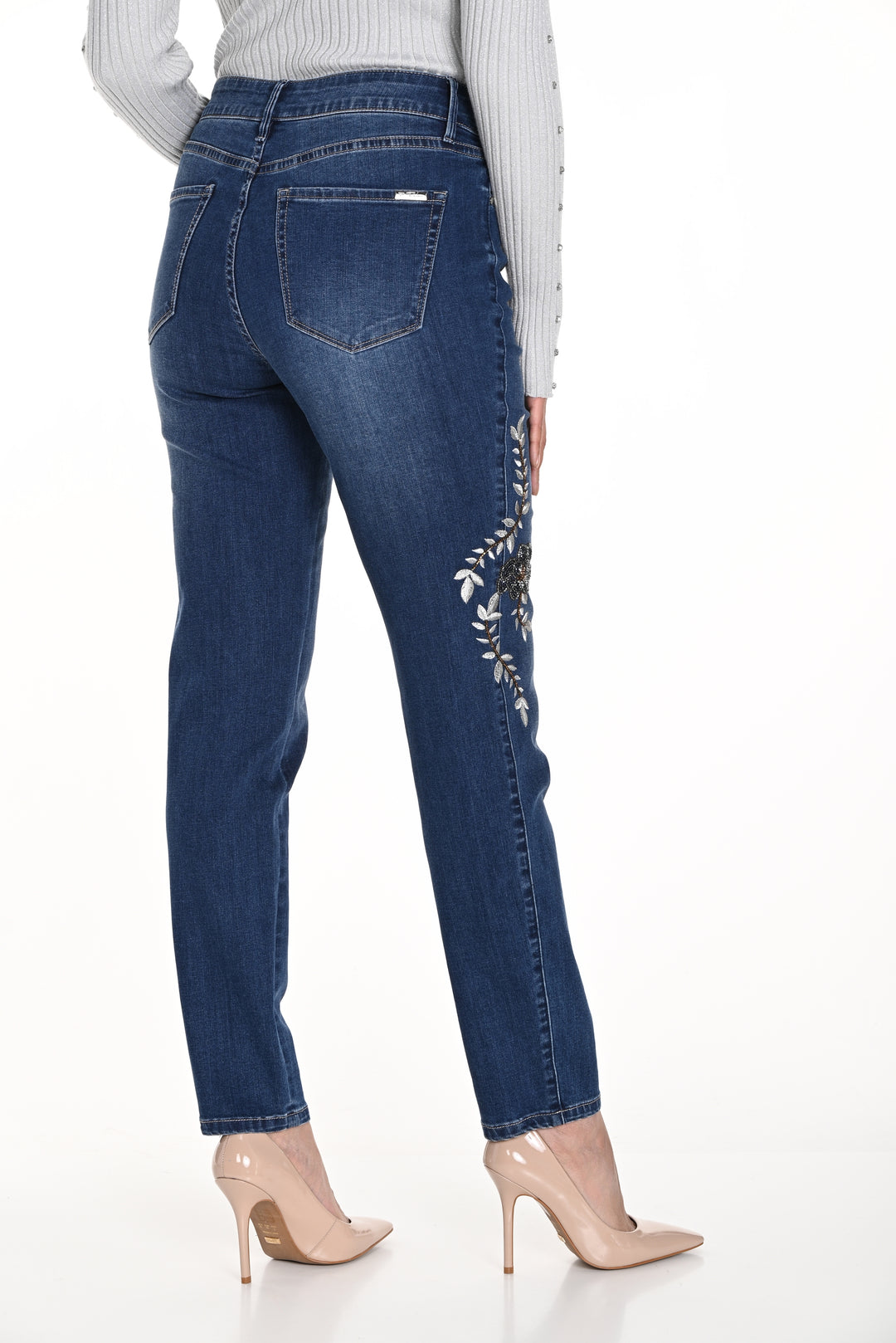 Cascading Floral Embellished Jean