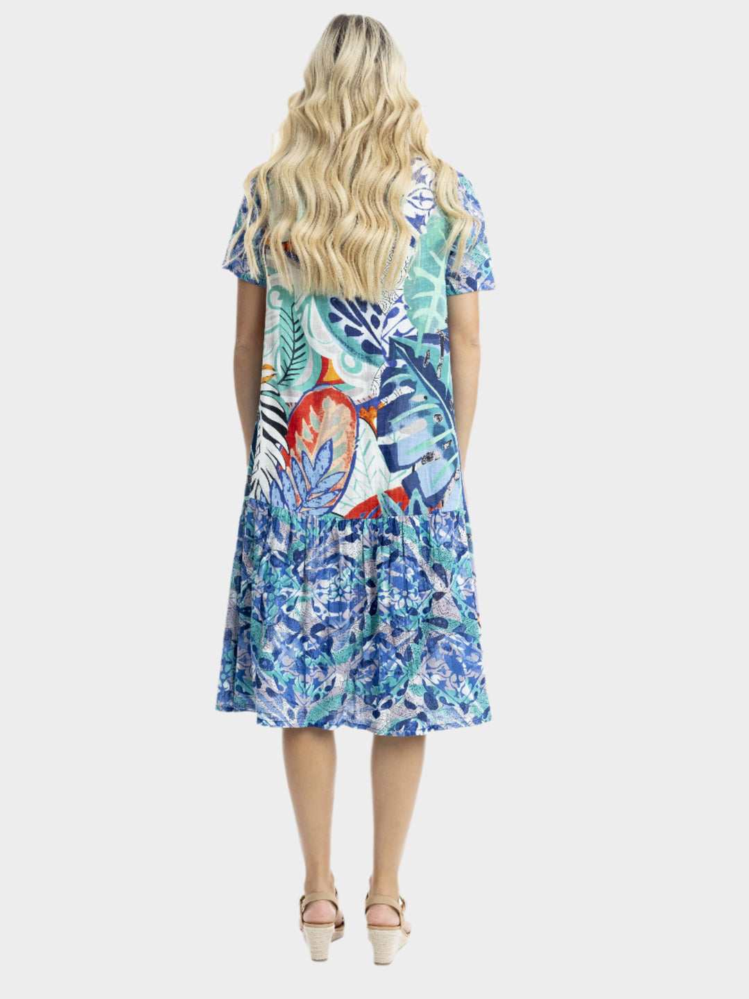 Cayman Print Midi Patch Dress