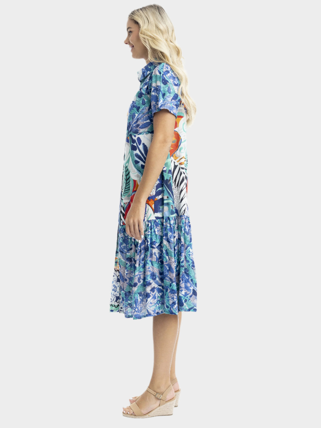 Cayman Print Midi Patch Dress