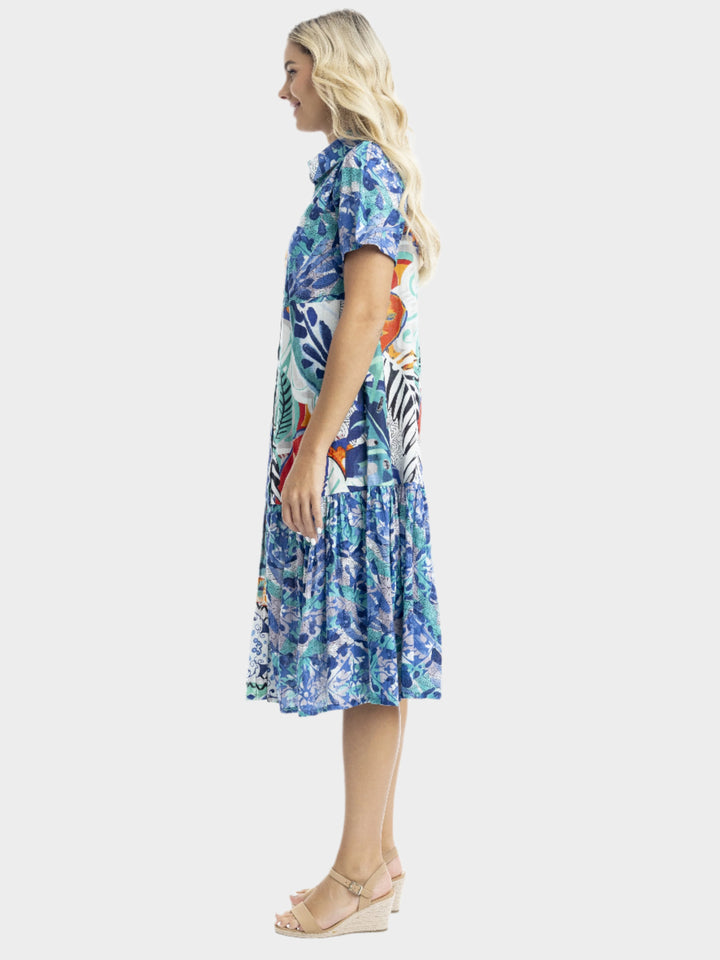 Cayman Print Midi Patch Dress