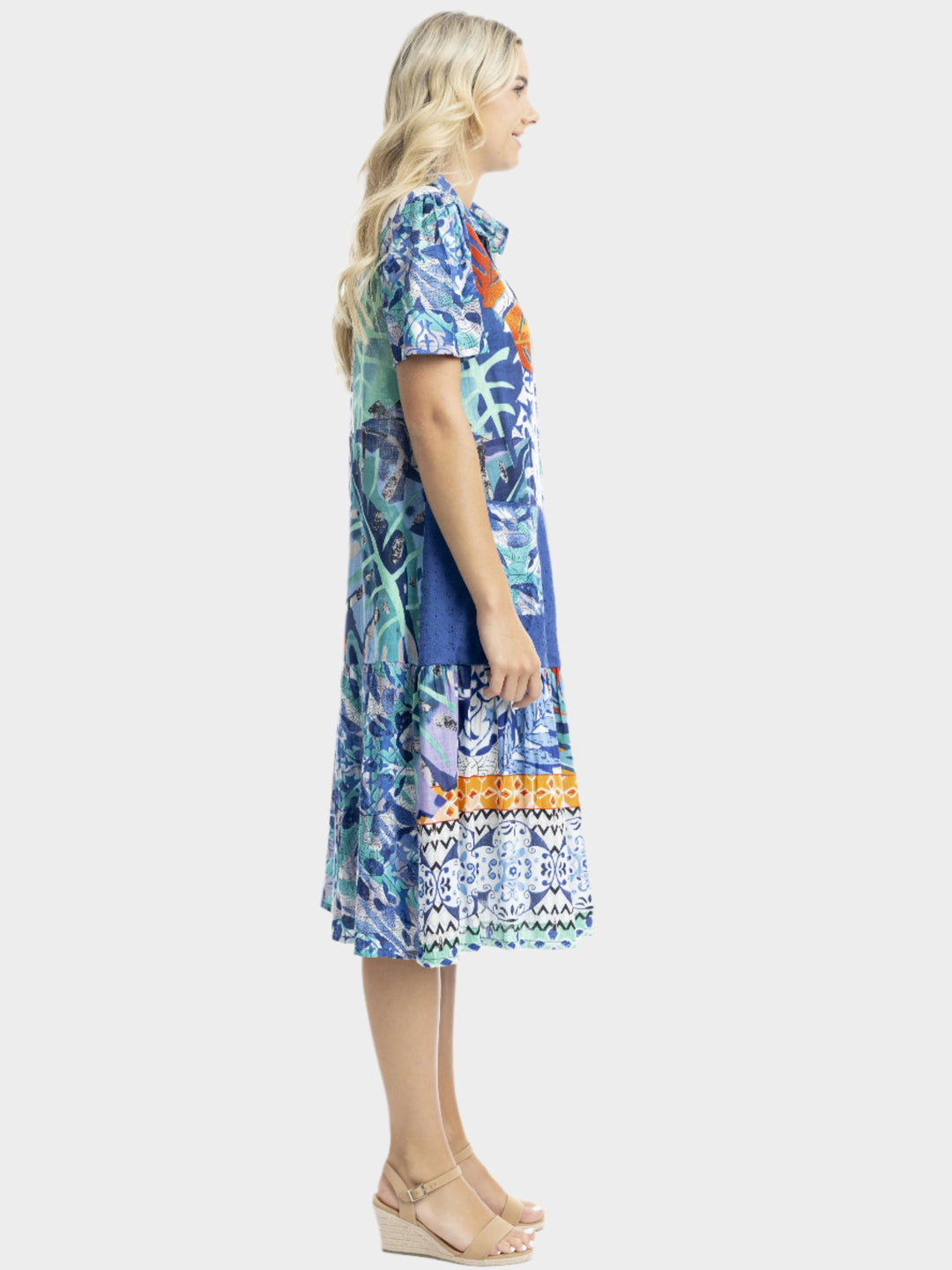 Cayman Print Midi Patch Dress