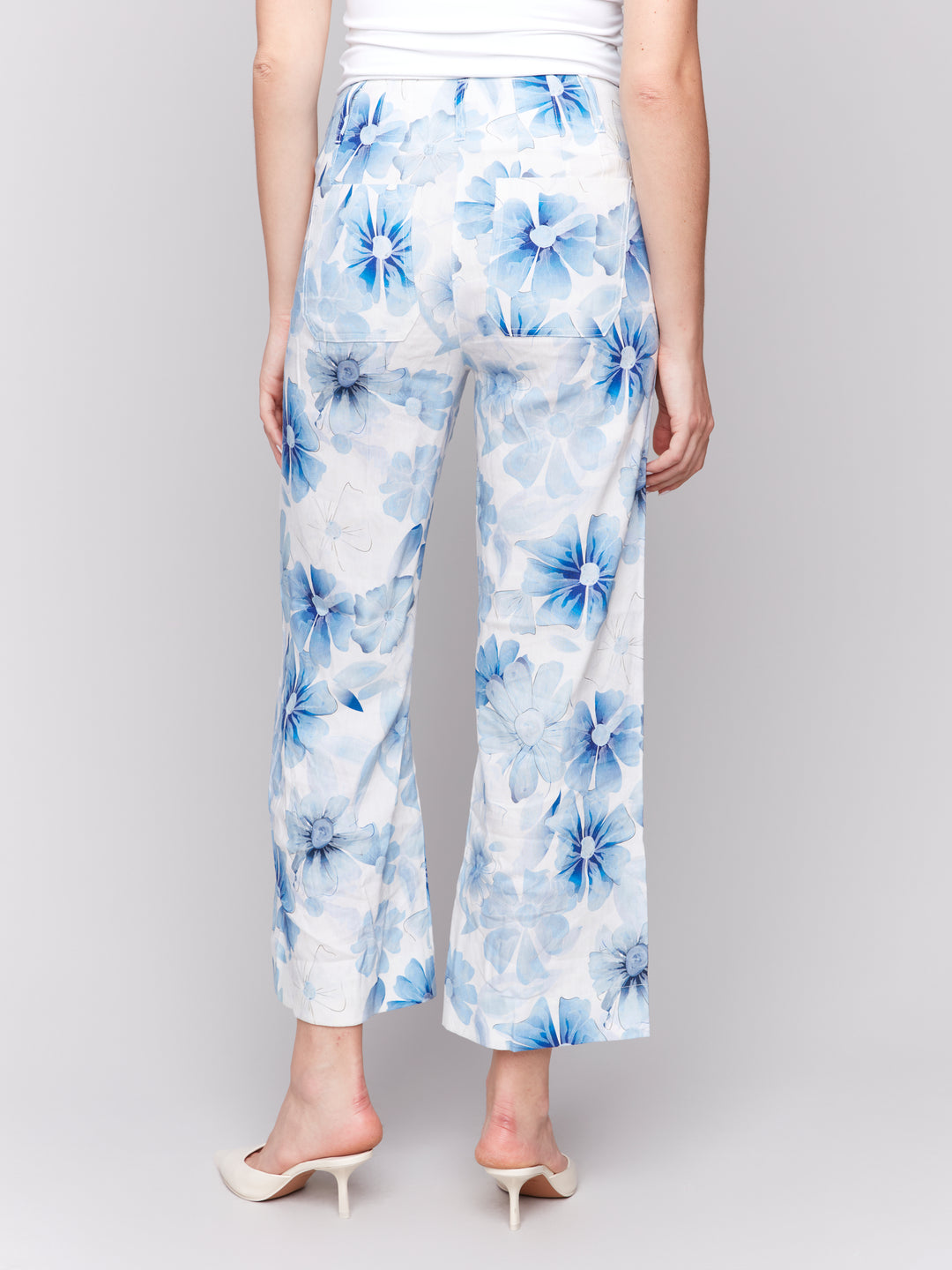 Celestial Print Linen Crop Pant