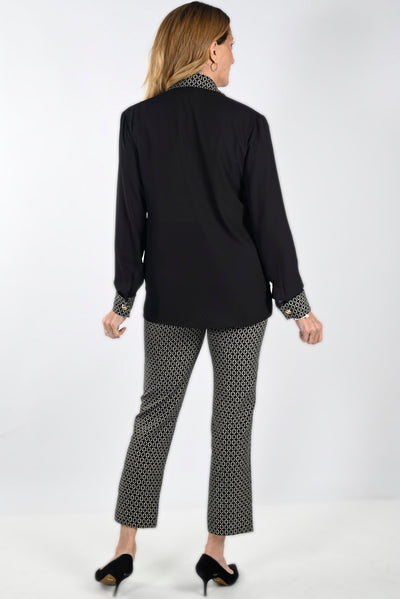 Chain Print Detail Button Front Blouse