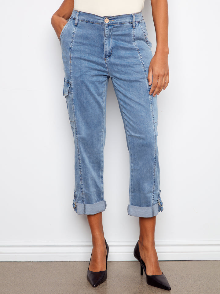 Chambray Stretch Tencel Cargo Pant