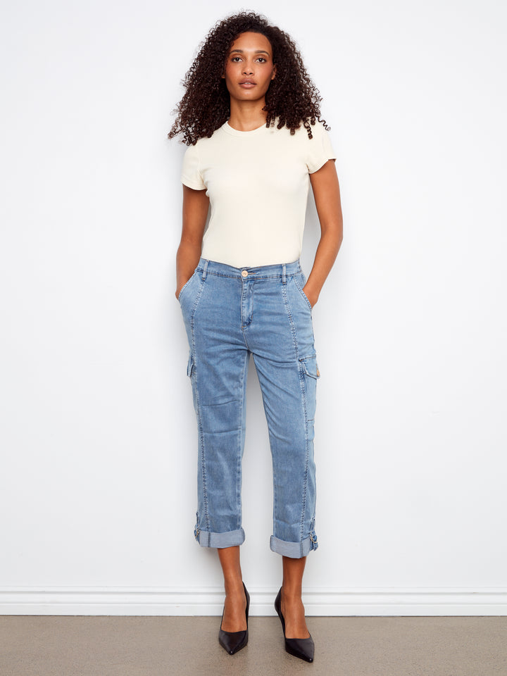 Chambray Stretch Tencel Cargo Pant
