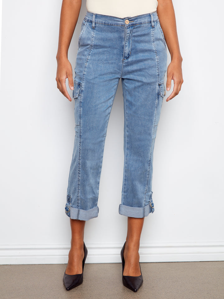 Chambray Stretch Tencel Cargo Pant