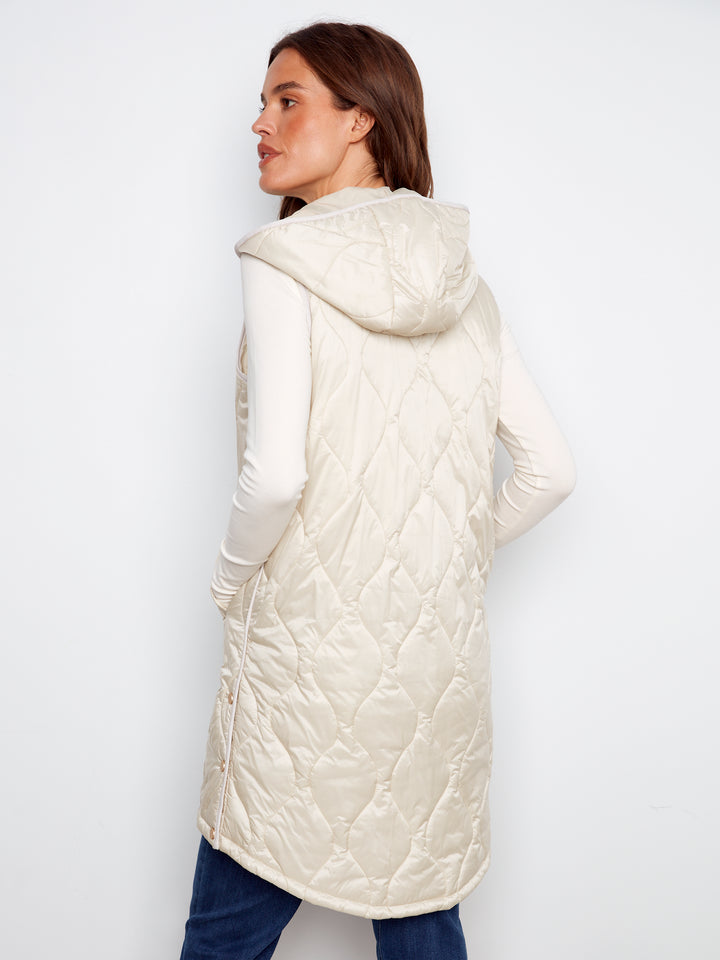 Champagne Pearlized Puffer Long Vest