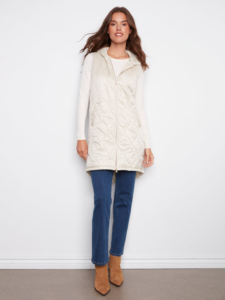 Champagne Pearlized Puffer Long Vest