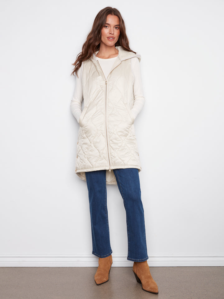 Champagne Pearlized Puffer Long Vest