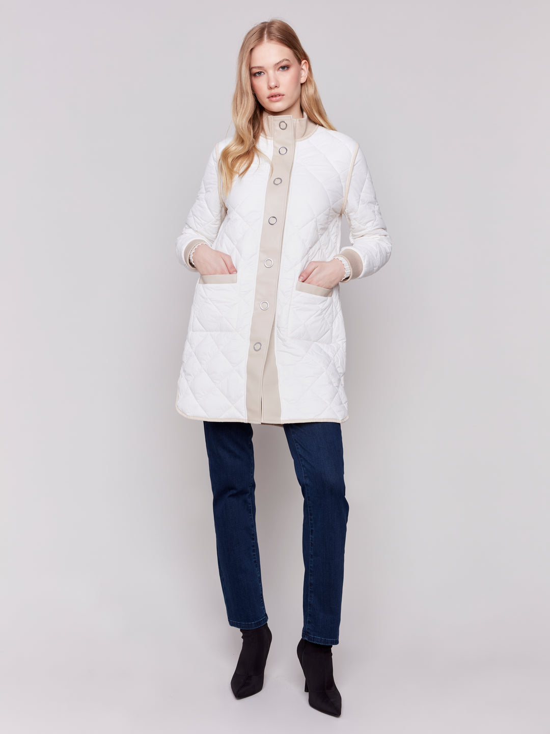 Champagne Reversible Quilted Puffer Coat