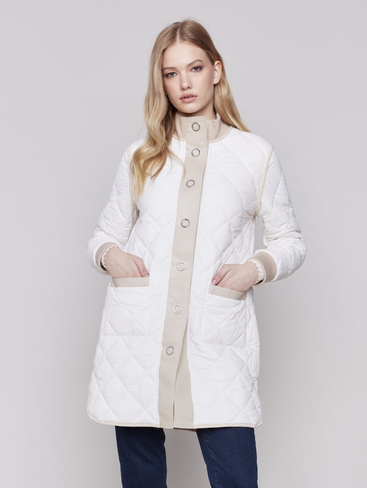 Champagne Reversible Quilted Puffer Coat