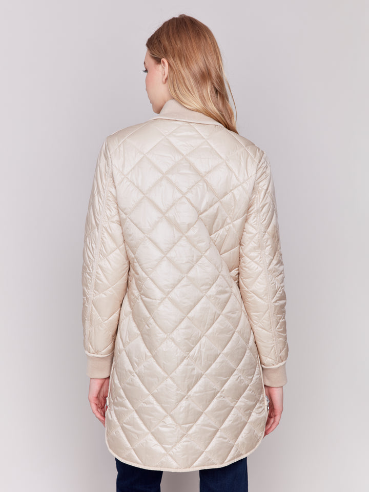 Champagne Reversible Quilted Puffer Coat