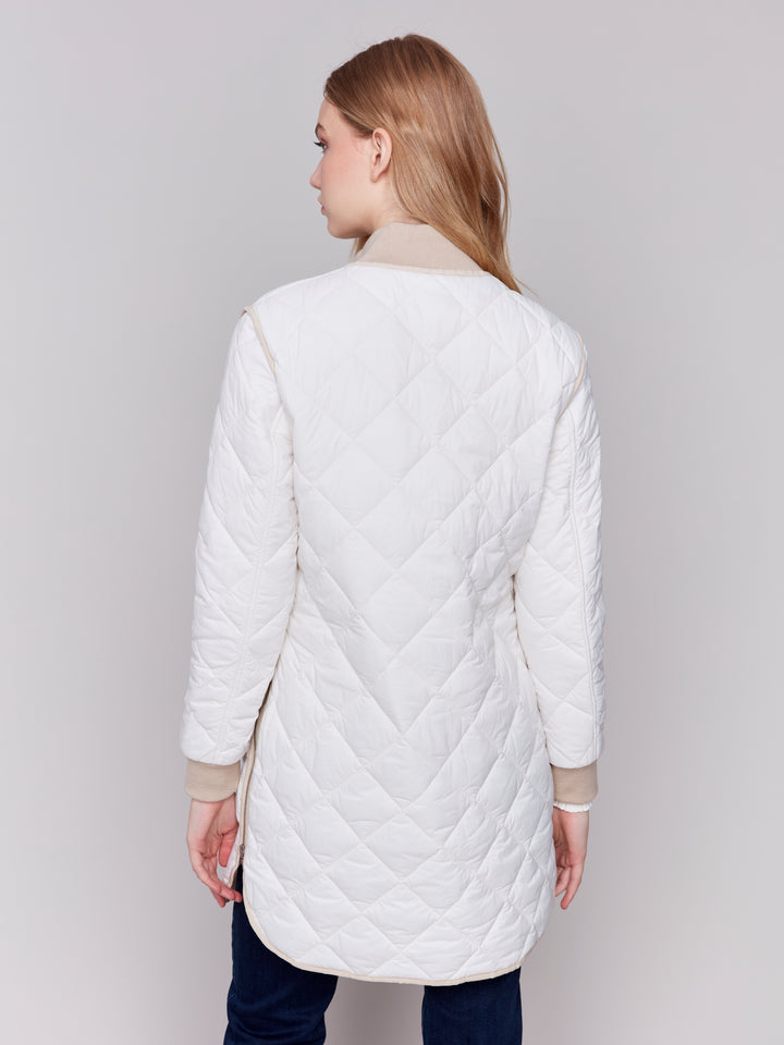 Champagne Reversible Quilted Puffer Coat