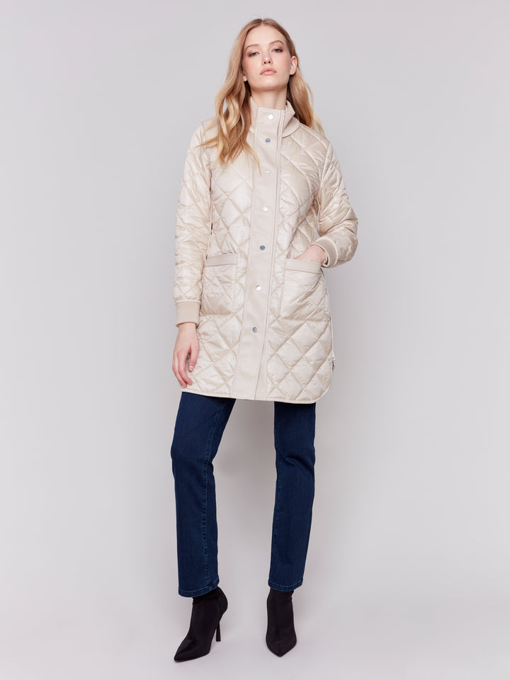 Champagne Reversible Quilted Puffer Coat