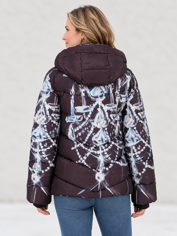 Chandelier Print Puffer Coat