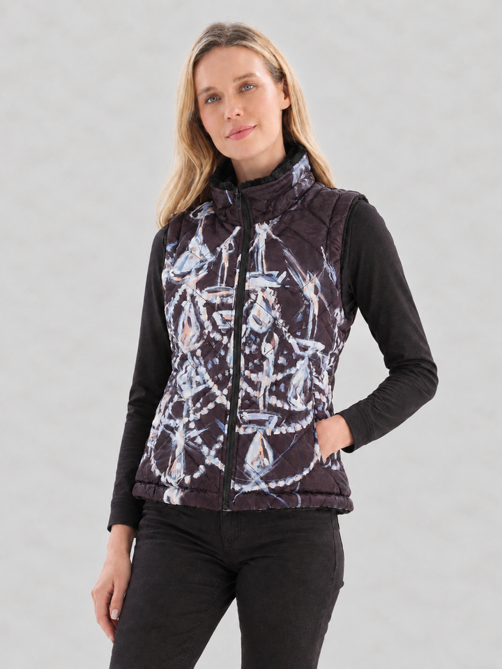 Chandelier Print Reversible Quilted Vest