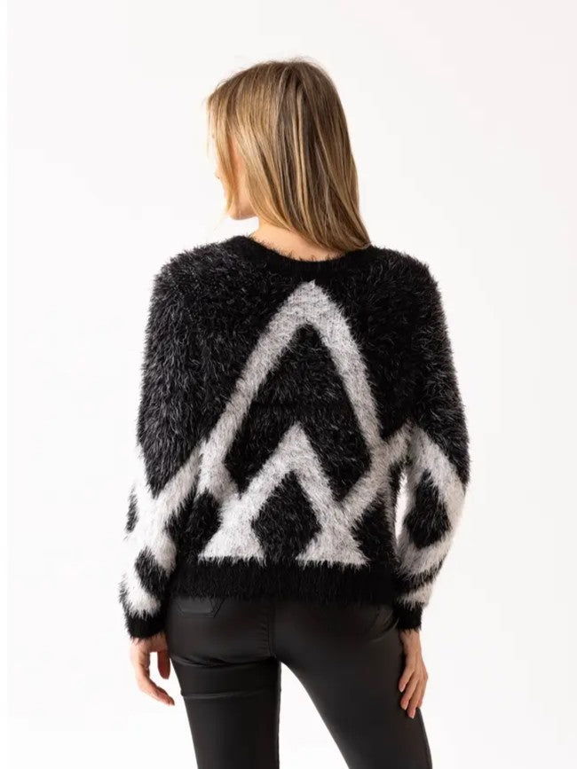 Charcoal Geo Eyelash Reversible Cardigan