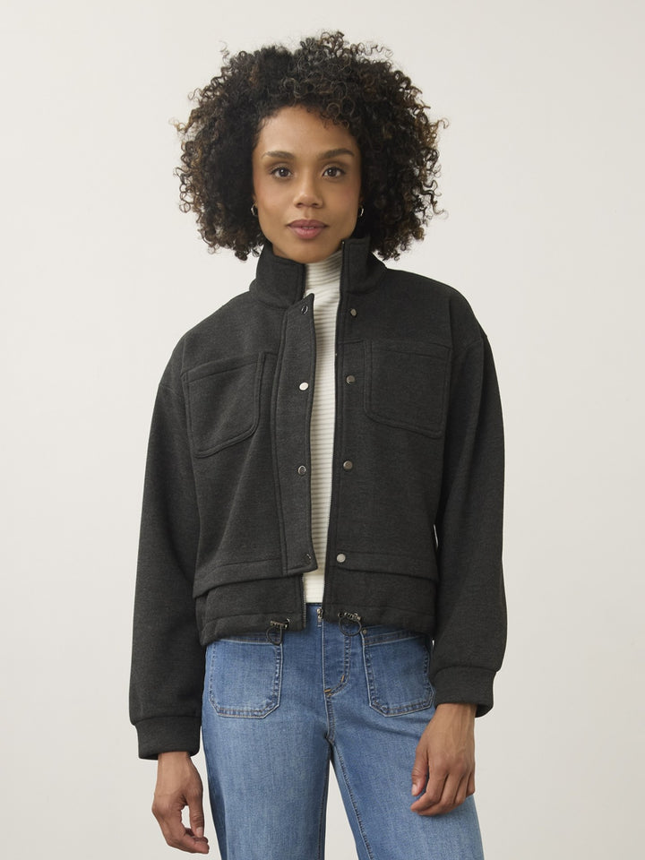 Charcoal Knit Bomber Jacket