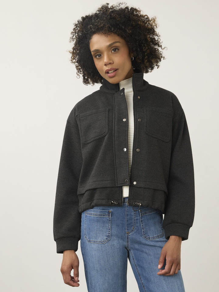Charcoal Knit Bomber Jacket