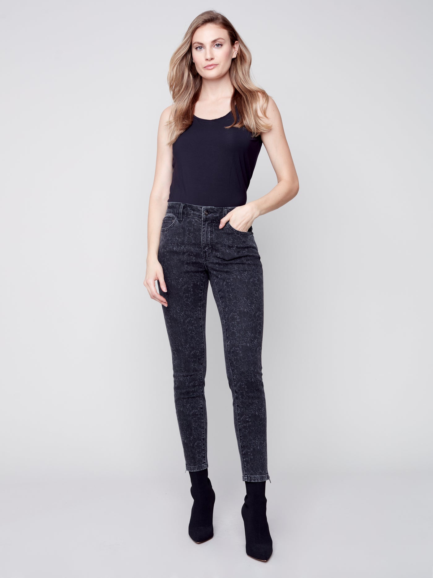 Charcoal Side Zip Detail Pant