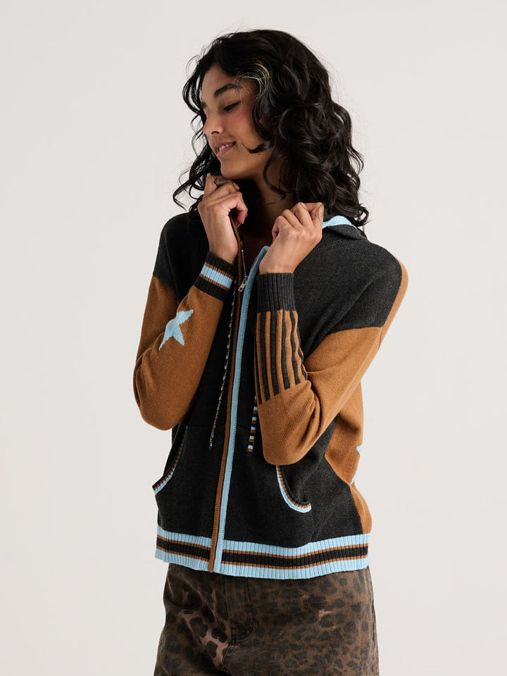 Charcoal Stars Zip-Up Hoodie